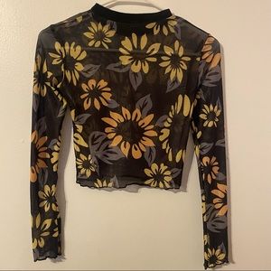 Mesh Sunflower Longsleeve Top